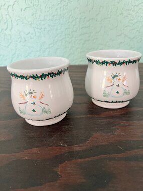 White Barn Candle Co Snowman Ceramic Candle Holders – Set of 2